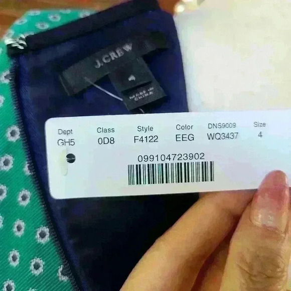 J crew green with small dot flowers dress size 4 - Picture 7 of 17